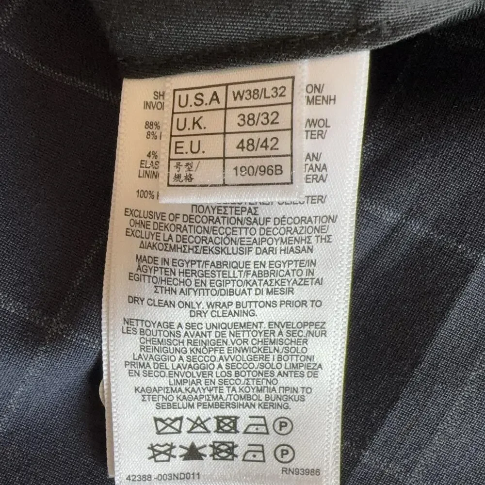 Brooks Brothers Dress Pants Mens 38x32 Navy Check Stretch Wool Blend Business - Picture 8 of 15